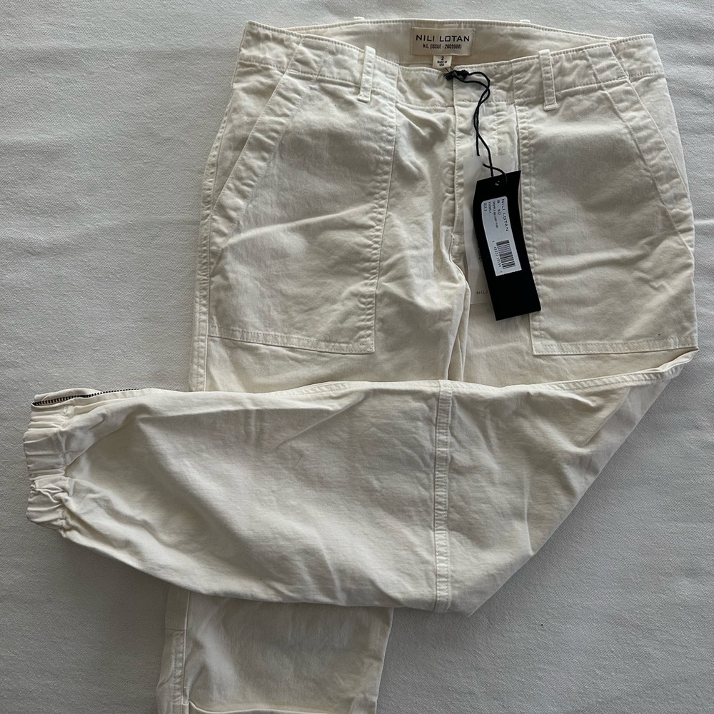 Nili Lotan Eggshell Cropped Pants